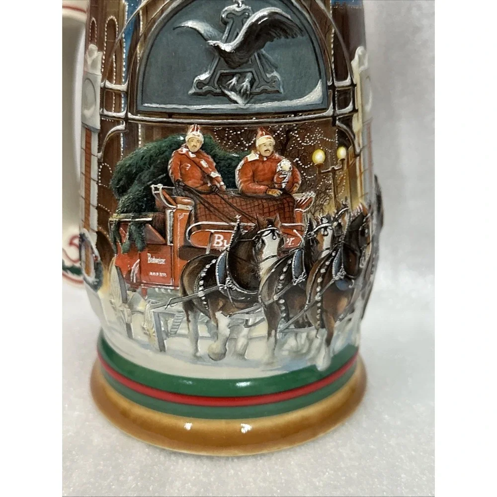 1997‎ Budweiser Holiday Stein Home For The Holidays Ceramic Collectible